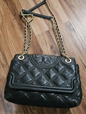 Tory Burch Black Quilted Leather Chain-Handle Shoulder Bag